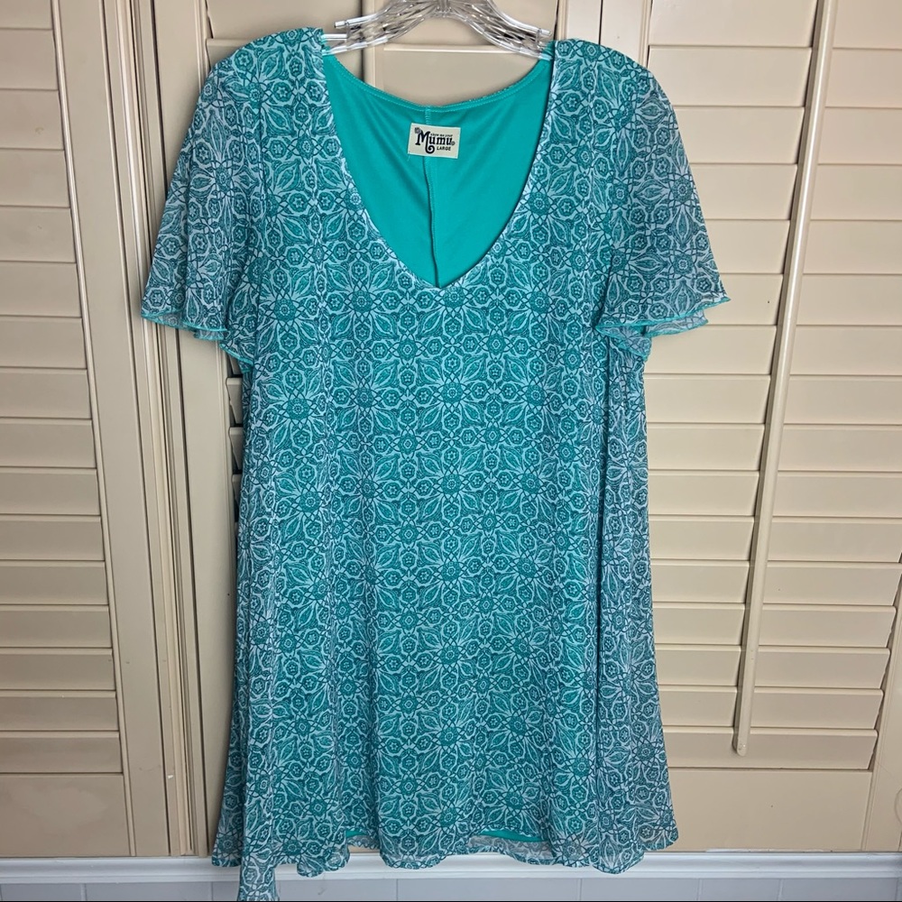 Show Me Your Mumu Blue/Green Floral Boho Short Dress